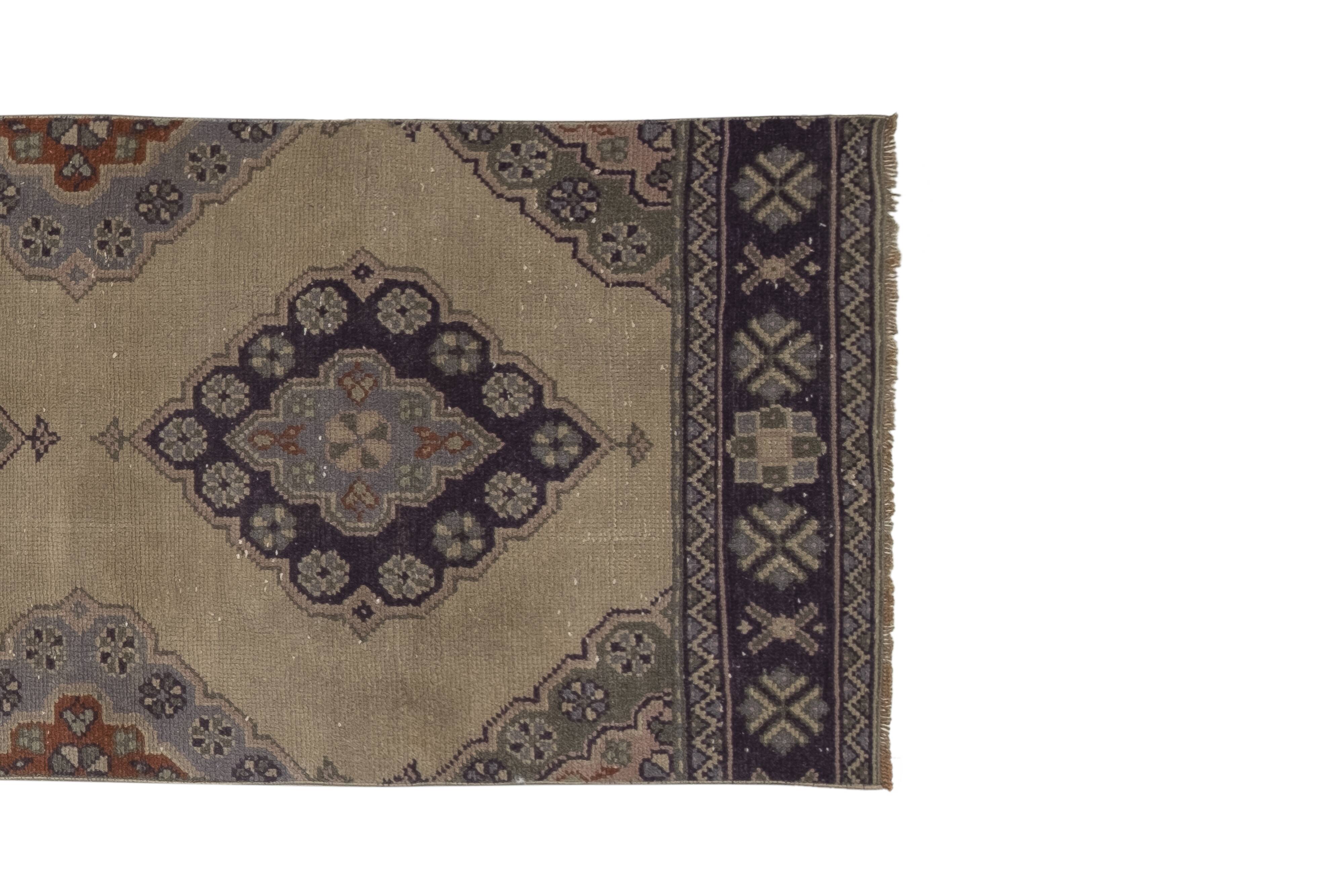 Oushak runner turkish hand knotted distressed rug 2'6" x 11'5"