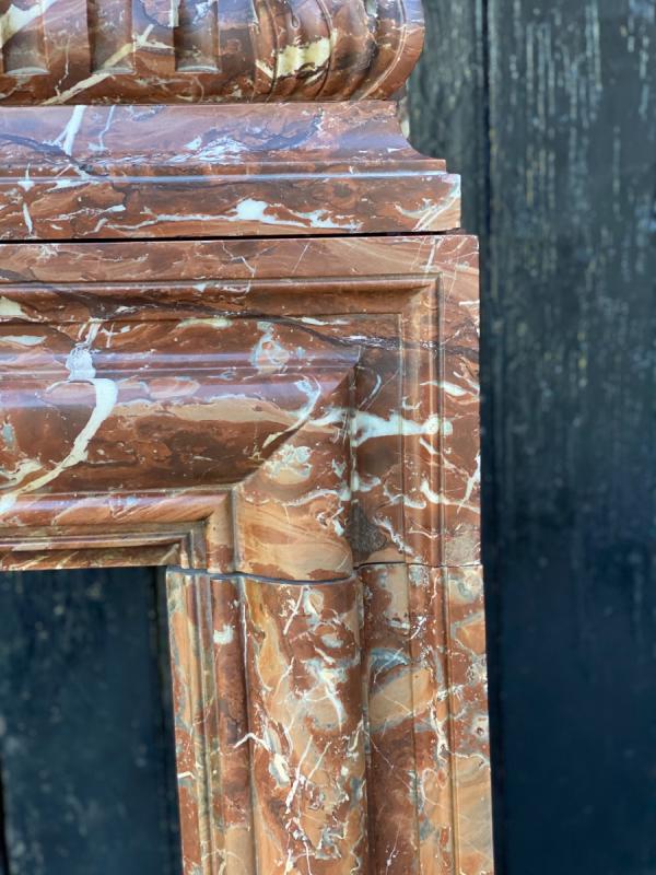 Louis XIV style fireplace in brown marble, 19th century