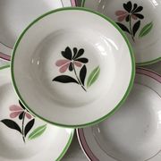 Lot of 5 hollow plates digoin sarreguemines model "rustic" and "casino" 50s