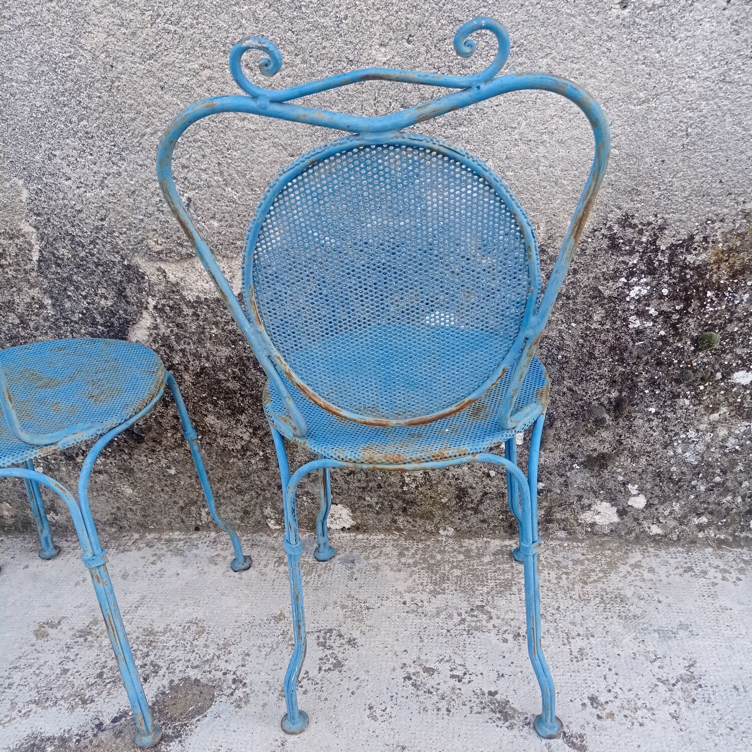 Blue garden chairs