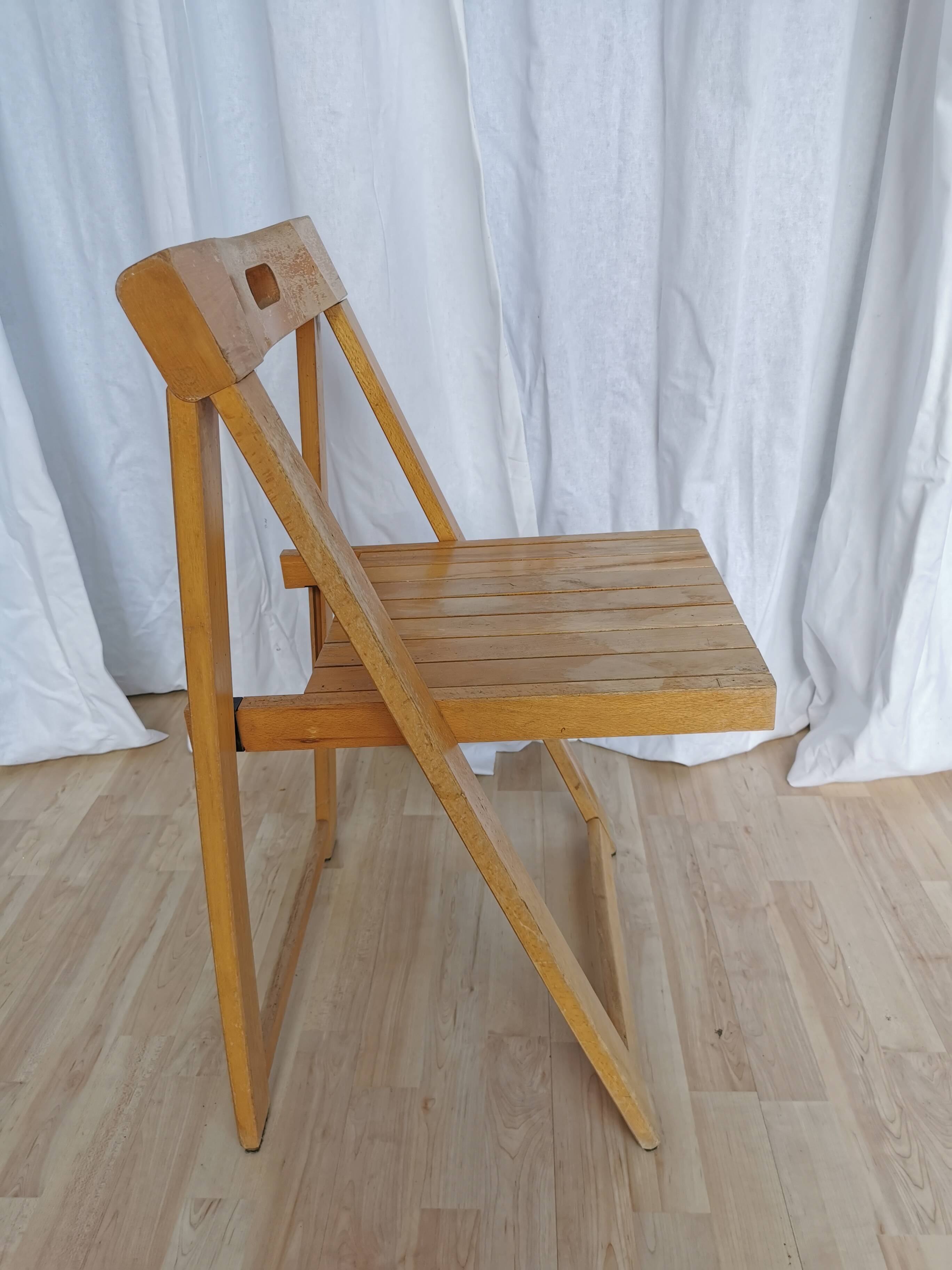 Vintage Trieste Folding Wooden Chair by Aldo Jacober, 1970s