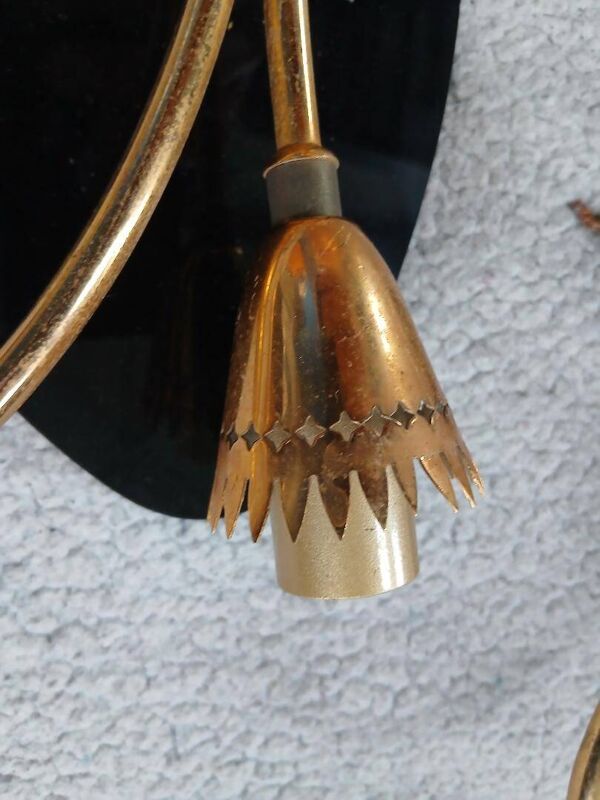 Appliques vintage 1950 laiton dore metal noir 50s retro