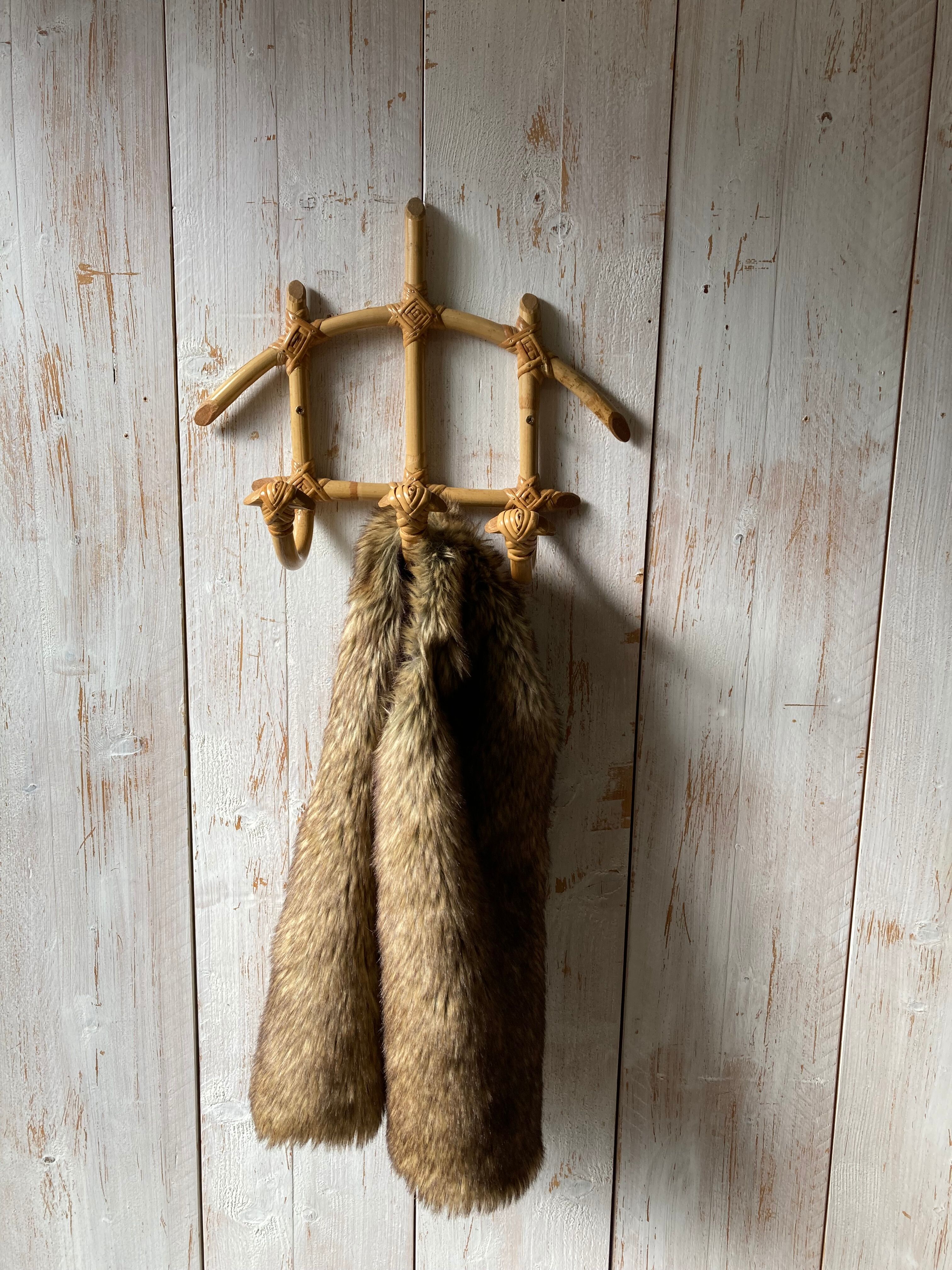 Small vintage rattan hook