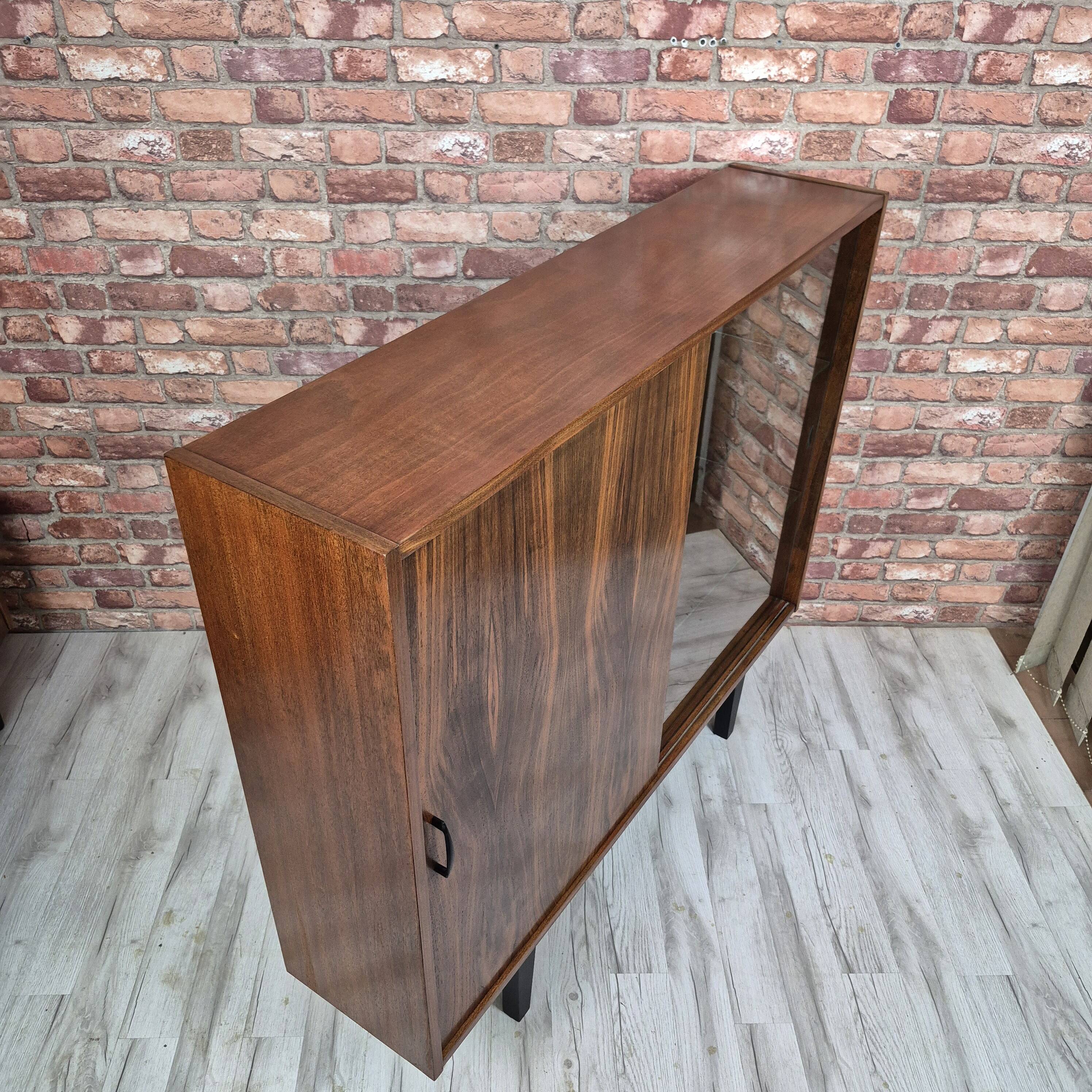 Restored "Violetta" Display Cabinet in Walnut & Mahogany – Poland 1960s