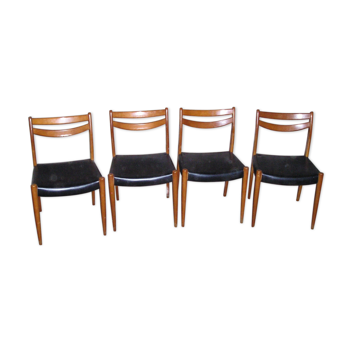 Scandinavian wood and leather chairs