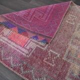 Vintage Turkish wool runner rug, mauve pink tones, 83x340 cm