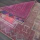 Vintage Turkish wool runner rug, mauve pink tones, 83x340 cm