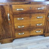 Wooden sideboard with large mirror and handles, 1940s