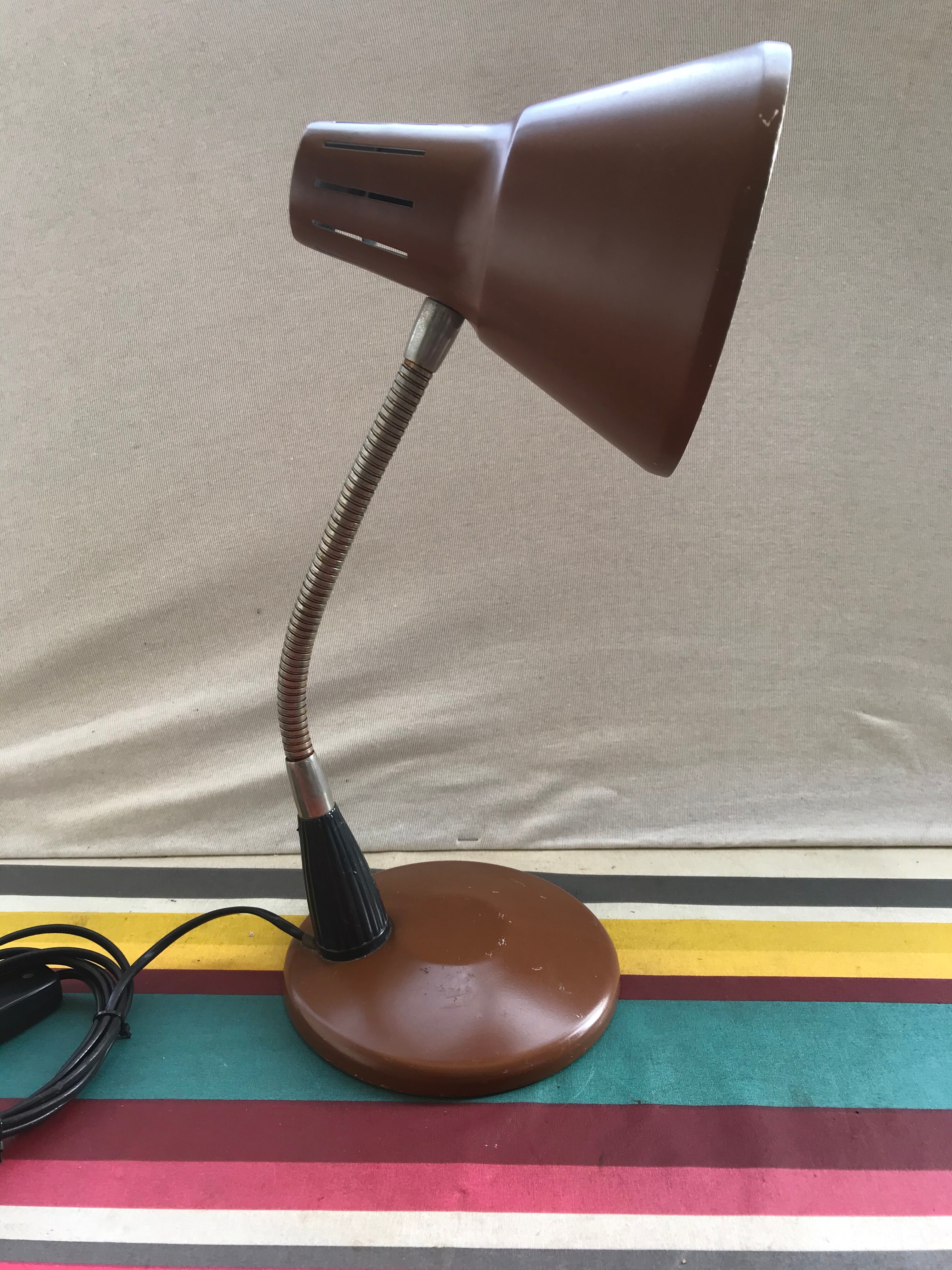 Office lamp workshop metal brown - flexible arms chrome 70vintage