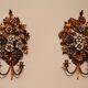 Hand-forged gilded silver-plated candle wall lamps by S. Salvadori