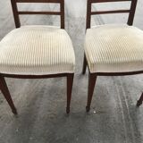 Pair of English chairs in beige velvet