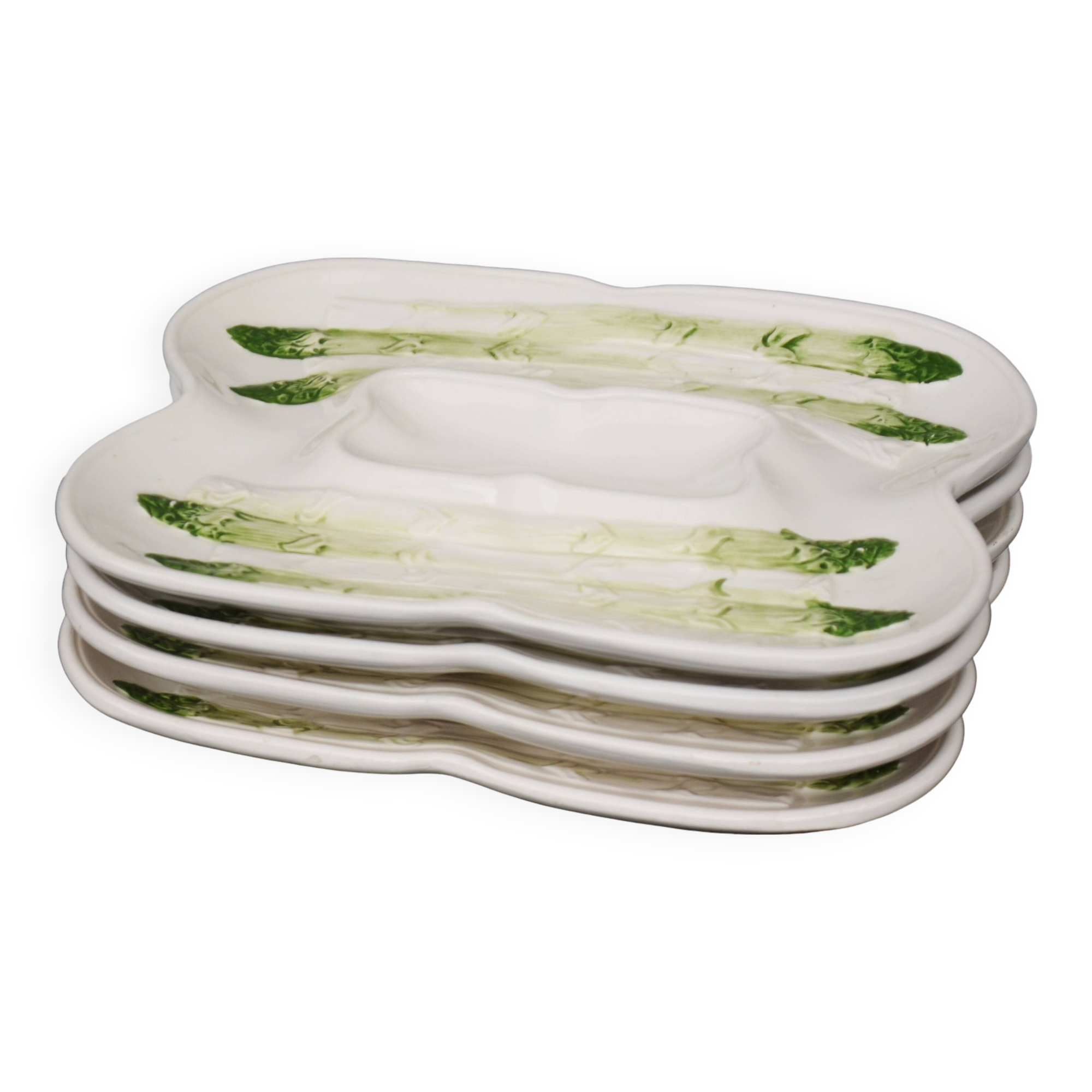 Lot of 4 Dish Minton Faience circa 1900 Asparagus Majolica