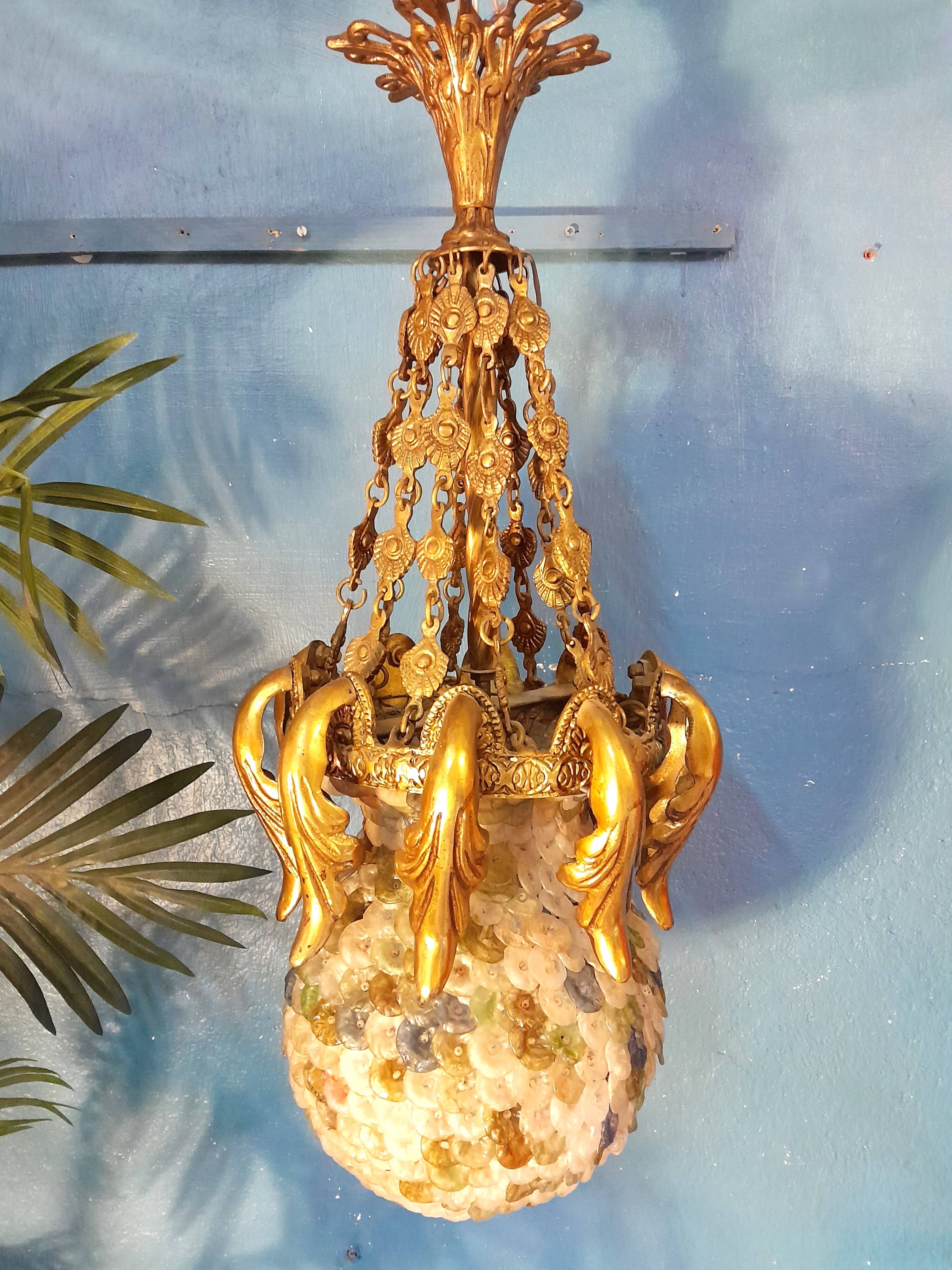 Glass paste lustre suspension Italy 1950s