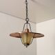 Wrought iron and copper pendant lamp with textured glass diffuser