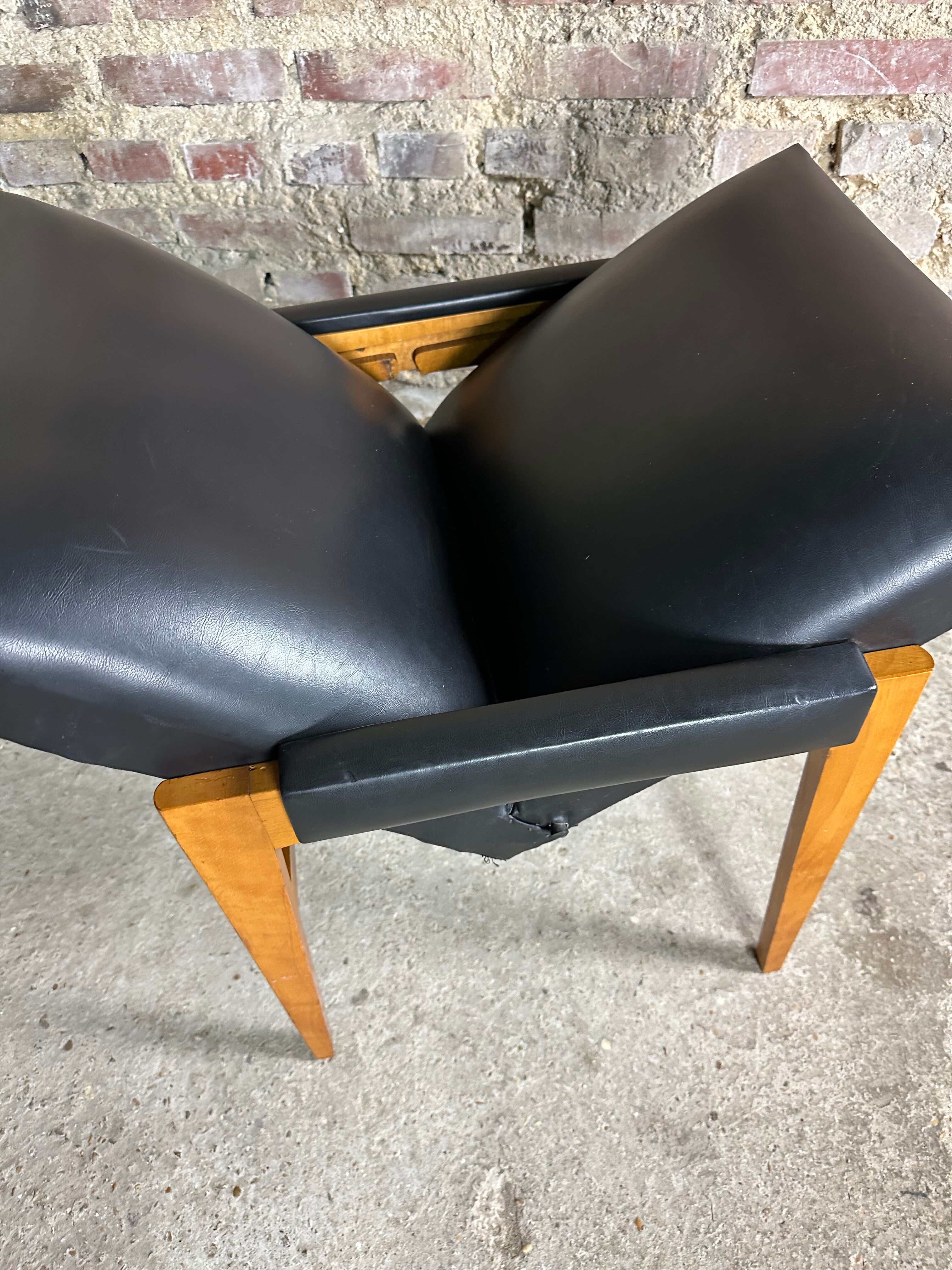 Armchair with vintage system 1950 in wood and imitation