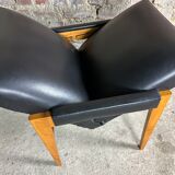 Armchair with vintage system 1950 in wood and imitation