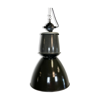 Black Enamel Industrial Lamp from Elektrosvit, 1960s