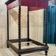 Louis XIII four-poster bed in walnut and poplar