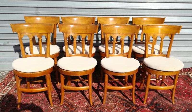 suite of 8 mulched chairs in cherry