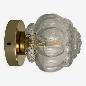 Vintage globe wall or ceiling light in transparent glass
