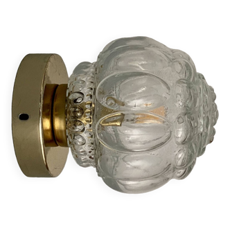 Applique ou plafonnier globe vintage en verre transparent