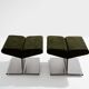 Pair of ottomans by Paul Geoffroy, brushed steel and alcantara, 1975