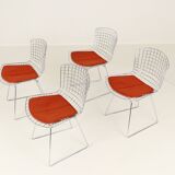Set of four Model 420C dining chairs designed by Harry Bertoia for Knoll International, USA, 1960s