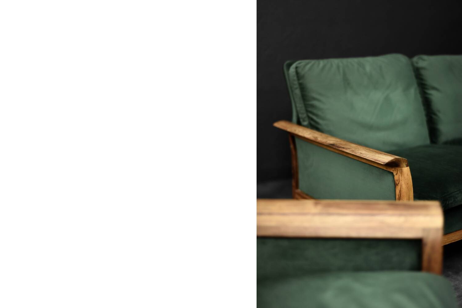 Vintage Mid-Century Modern Rosewood & Green Velour 3-Seater Sofa and Chair