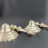 Pair of 18th century Regency candlesticks in silvered bronze