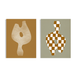 Paire d'estampes, ensemble de deux tableaux muraux à carreaux, 50x70cm