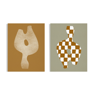 Pair of prints, checkered wall art set of two, 50x70cm