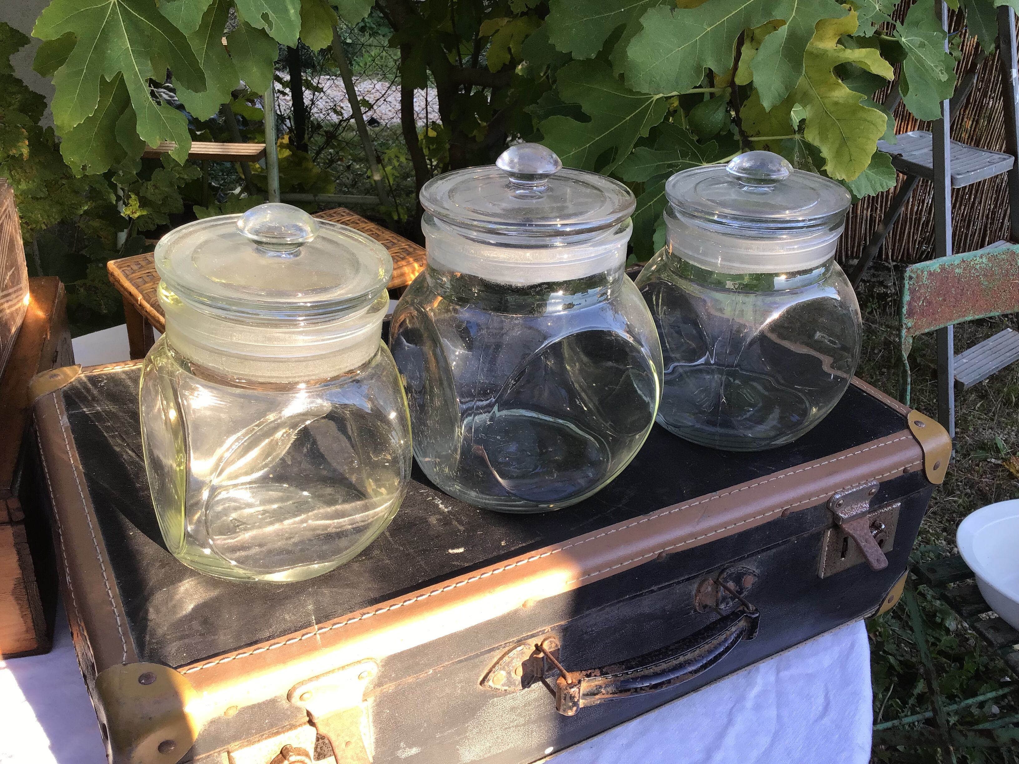 Set of 3 glass candy jars