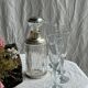 Set of 5 glass champagne flutes with twisted ribbed base