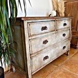 Antique commode, patinated, blue-grey Tuscany.
