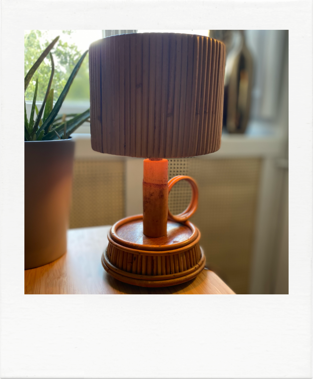 Lampe rotin années 60