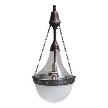Grande suspension antique bicolore
