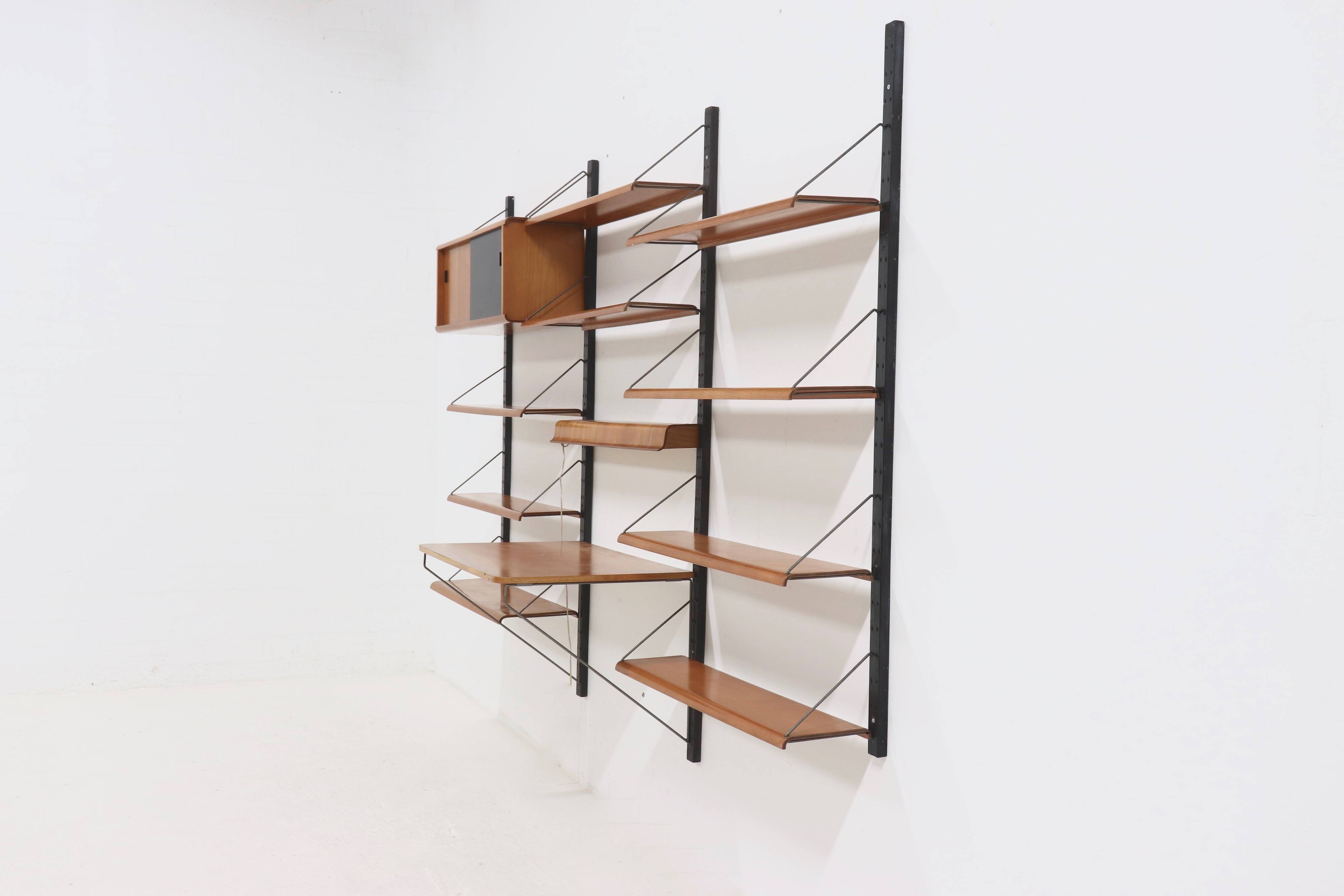 Rare Scandinavian Wall Mounted Plywood Shelving Unit 1950s