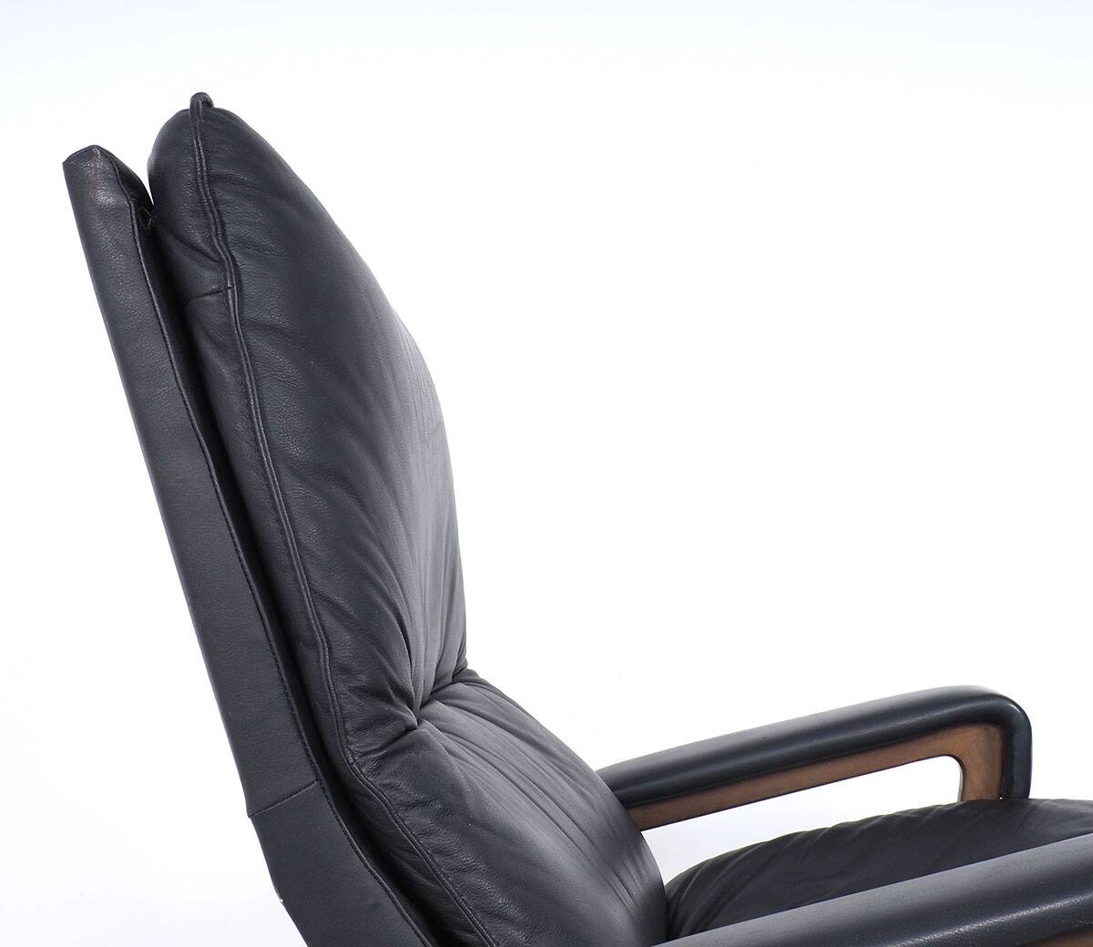 Black Leather King Chair by André Vandenbeuck for Strässle, 1960s
