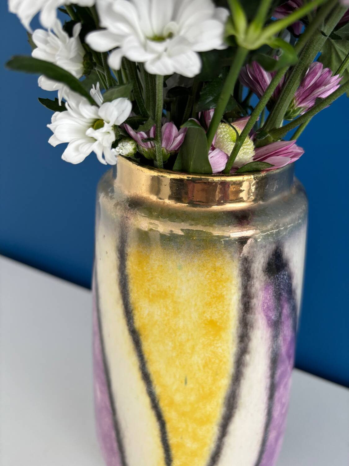 west germany purple yellow and gold vase / vase made in germany