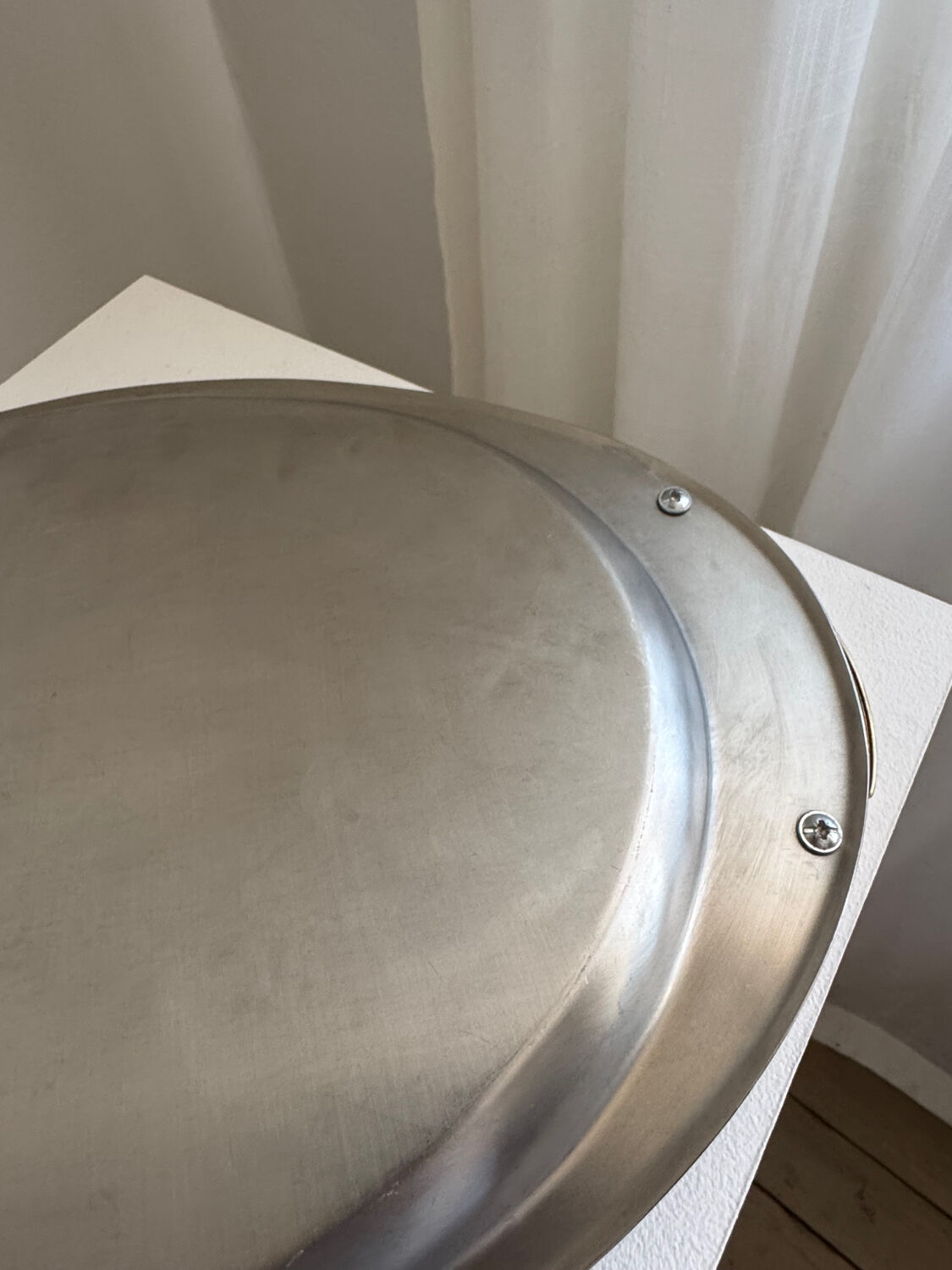 Vintage Stainless Steel Serving Tray With Gold Plated Handles