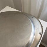 Vintage Stainless Steel Serving Tray With Gold Plated Handles