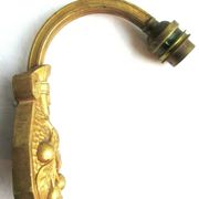 Art Deco wall light gilded bronze carved with cherries, pink tulip Rose in pink glass paste