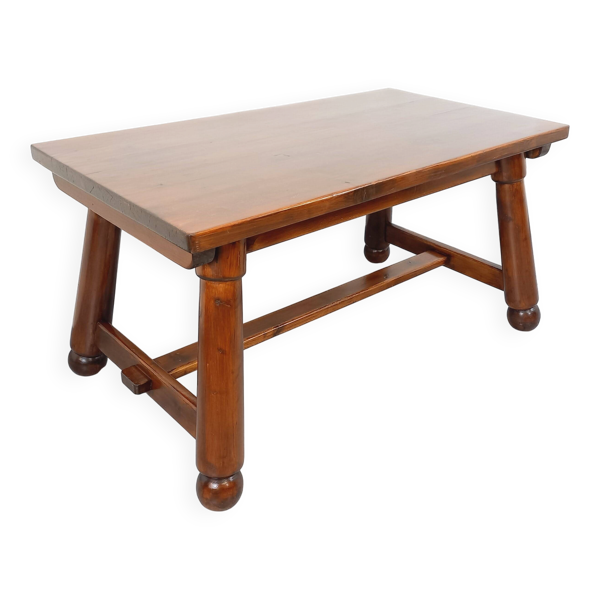 Table à manger rectangulaire brutaliste de Georges Robert en bois de pin fo