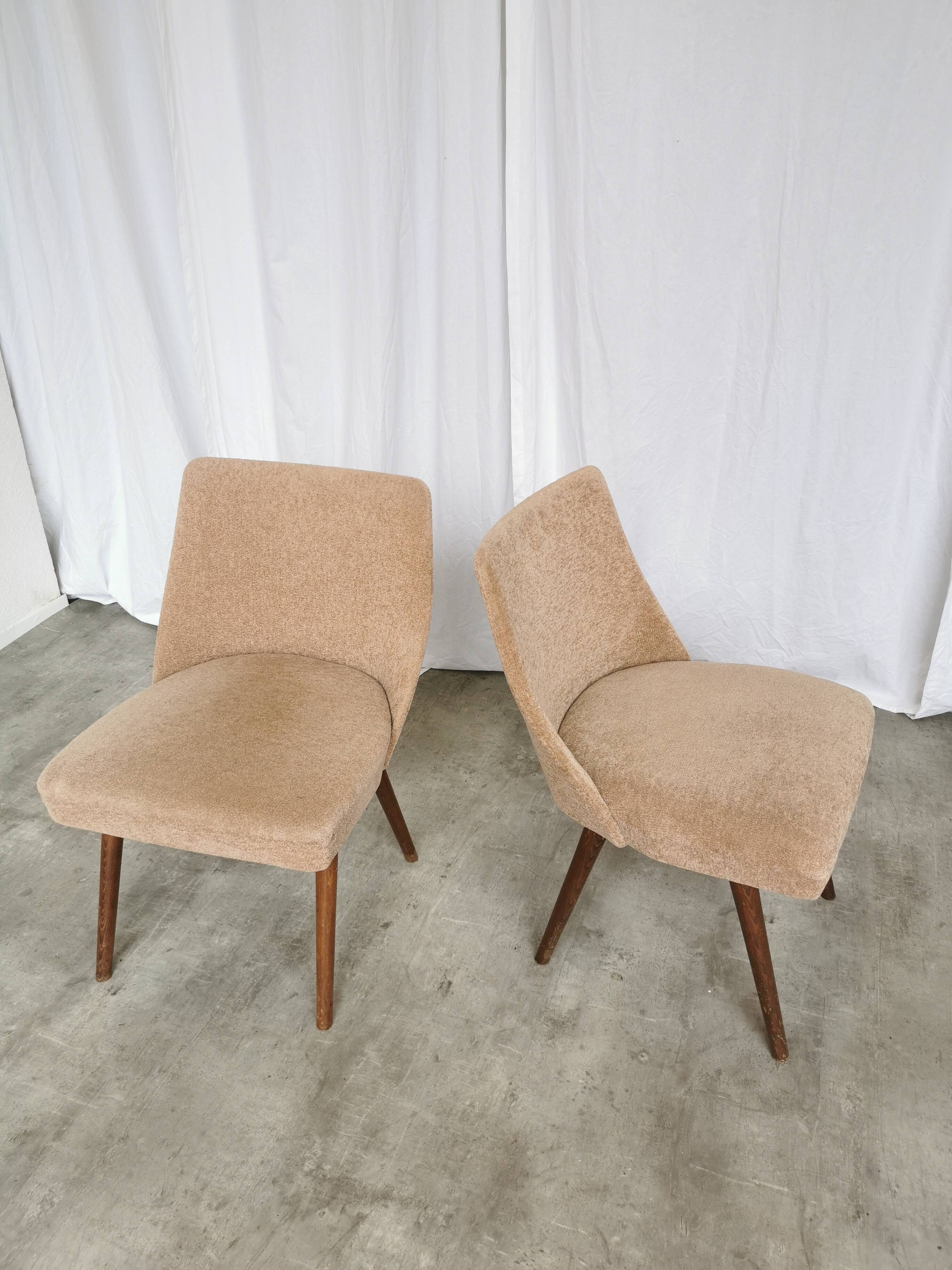 Set of 2 Vintage Mid-Century Lounge Chair: 1970s Yugoslavia, Pink Fabric