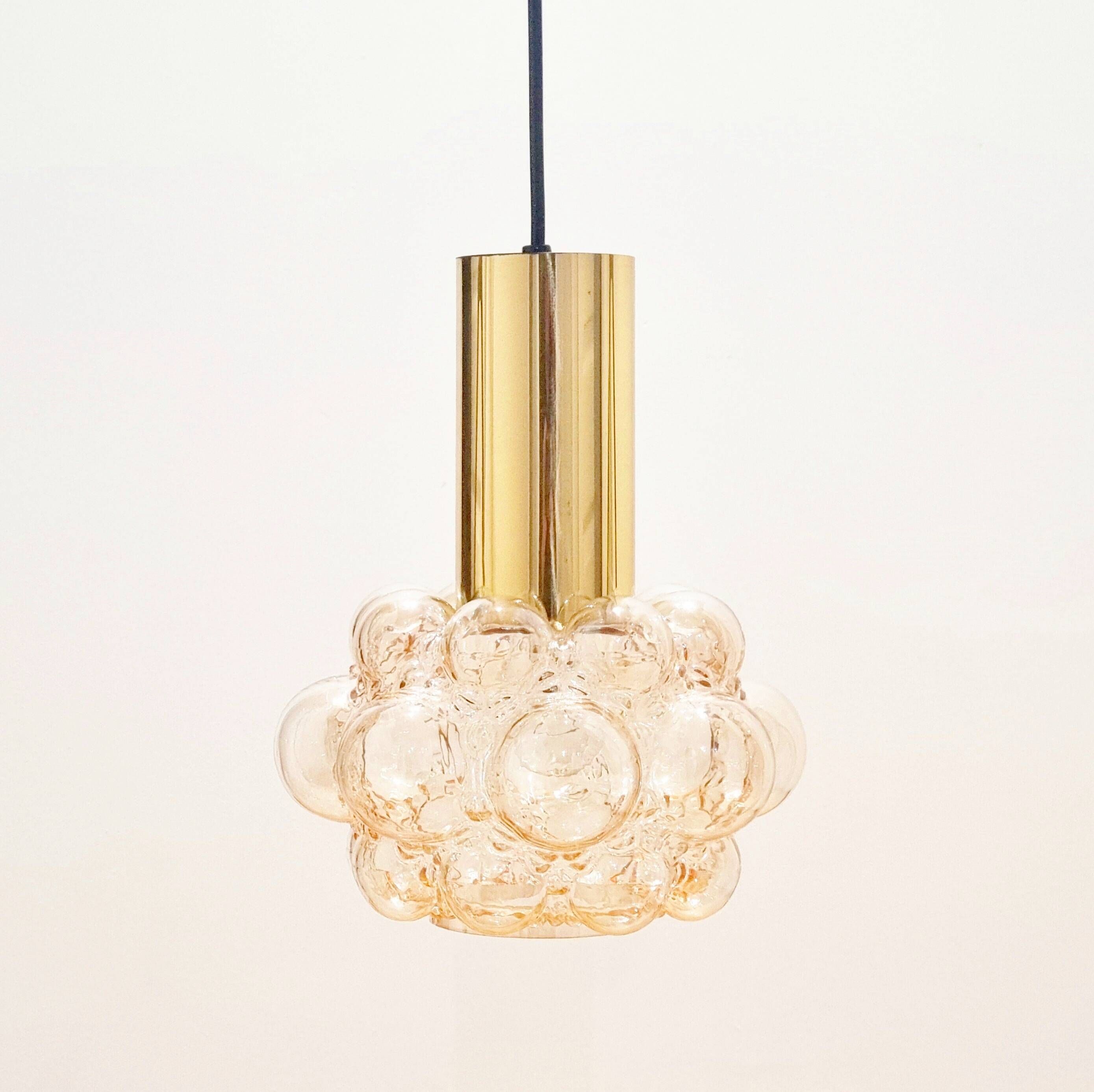 Mid-Century Modern Amber Bubble Glass Ceiling Light by Helena Tynell for Limburg, Germany, 1970s