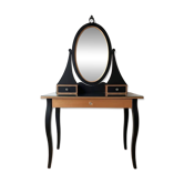 Hairdresser with mirror – Matte black & gold – LED – Very good condition