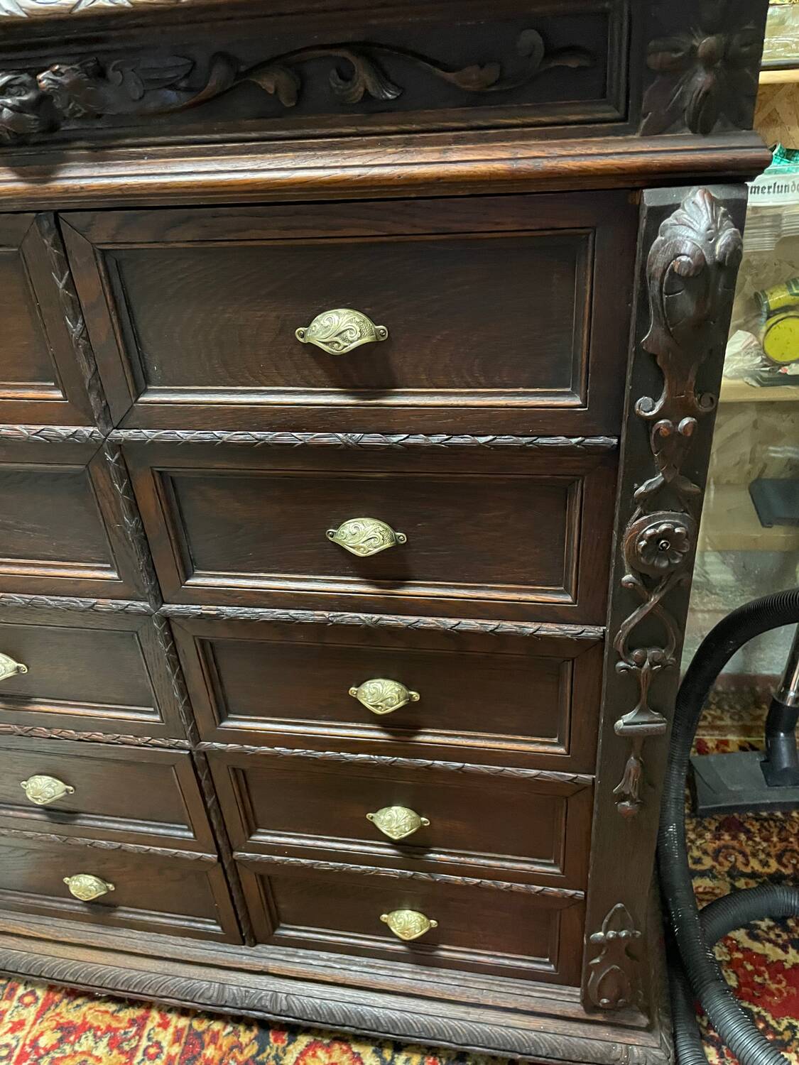 Pupitre meuble écritoire à tiroirs ancien