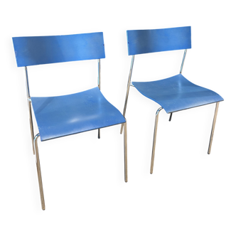 Pair of Campus chairs by Johannes Foersom for Lammhults blue wood
