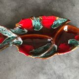 Vallauris compartmentalized dish fish shape polychrome ceramic 47 cm