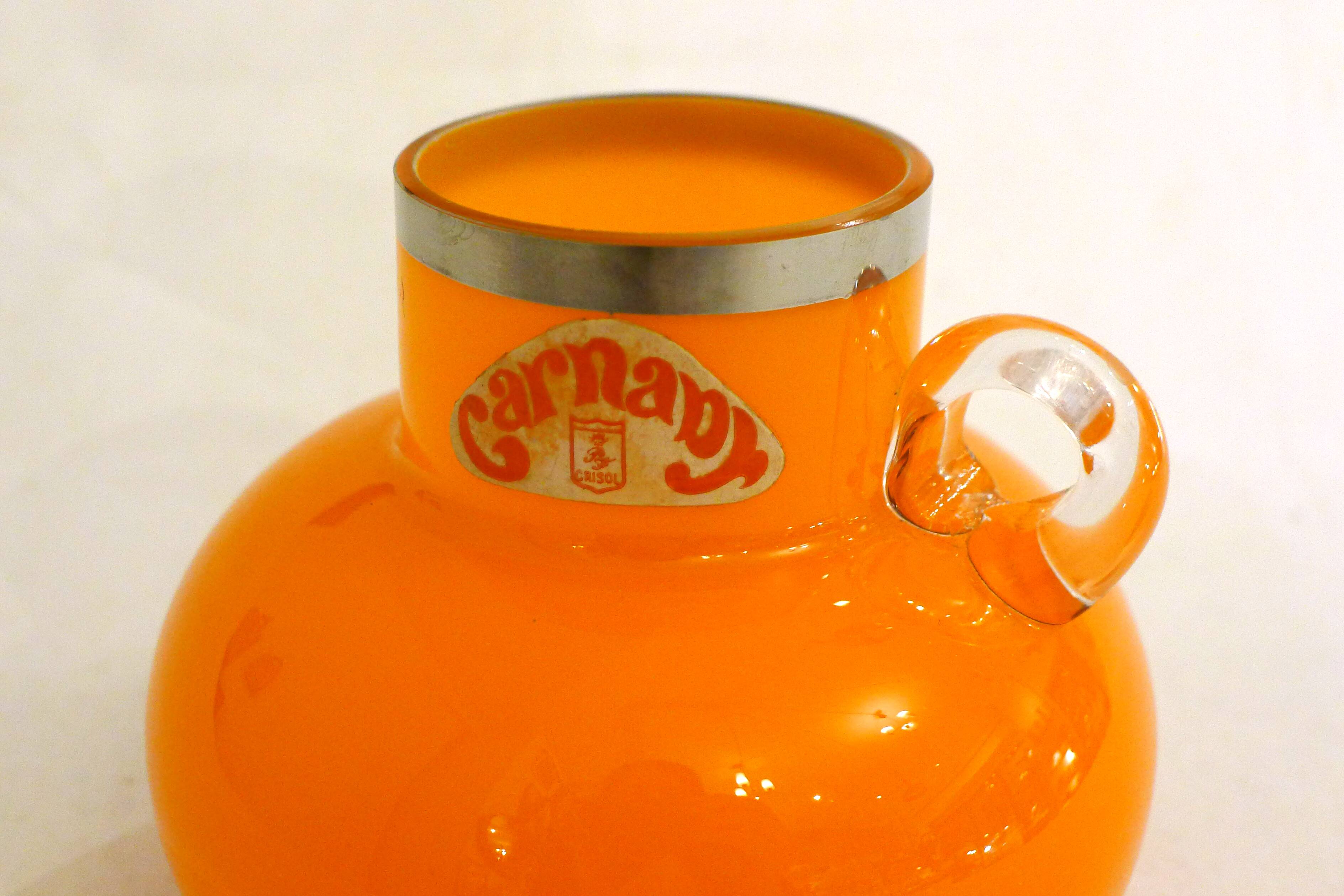 Petit vase opalin orange vintage Carnaby 1960'